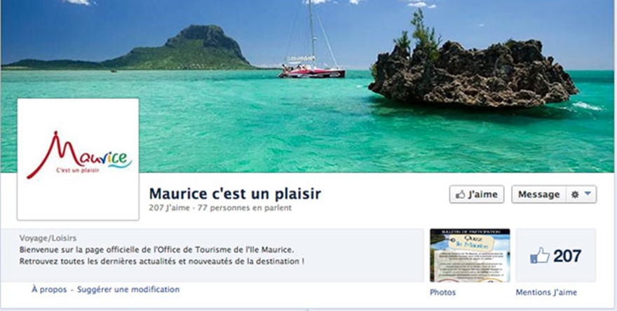 L'Office de Tourisme de l’Ile Maurice lance sa page Facebook France