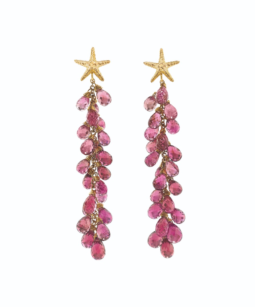 KEM E045 Starfish Petite Earrings Pink Tourmaline in Gold.jpg